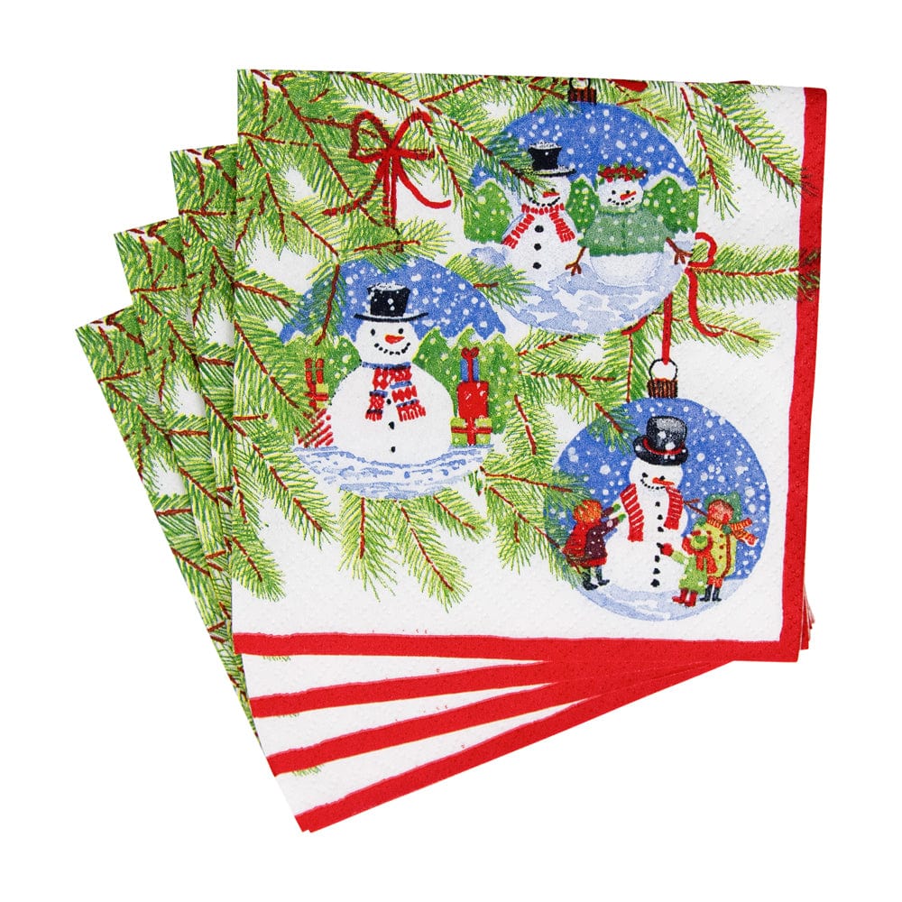 Servilletas cocktail de papel diseño bolas de Navidad