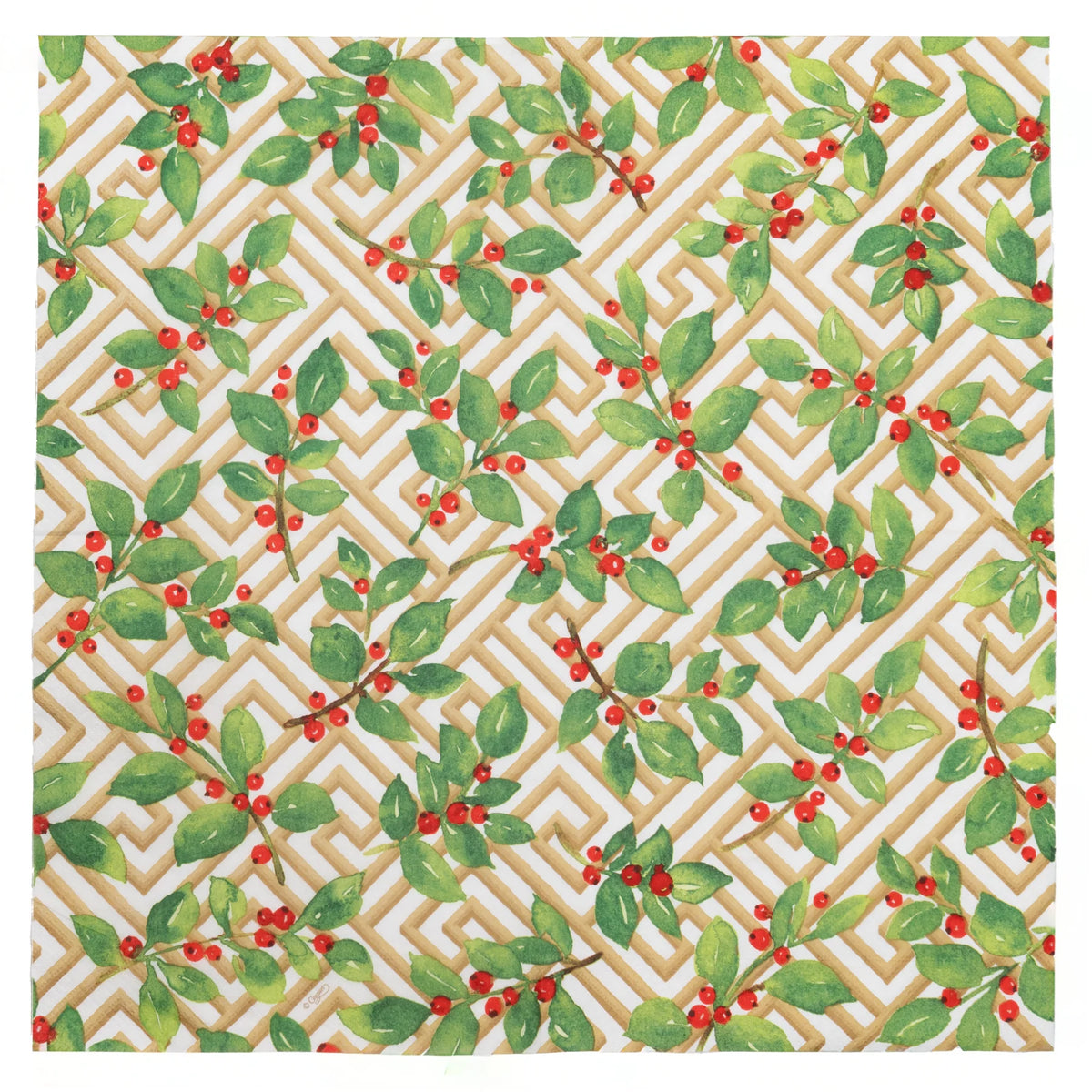 Servilletas grandes de papel diseño Holly And Fretwork