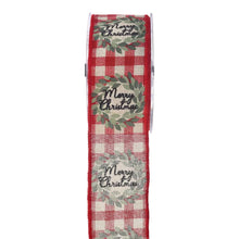 Cargar imagen en el visor de la galería, Cinta de cuadros rojos y blancos Merry Christmas