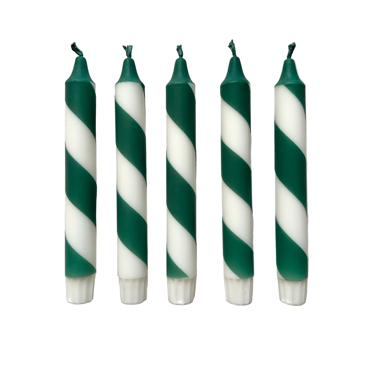 Velas a rayas de bastón verde bosque y blanco