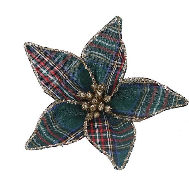 Poinsettias Tartan con Pinza