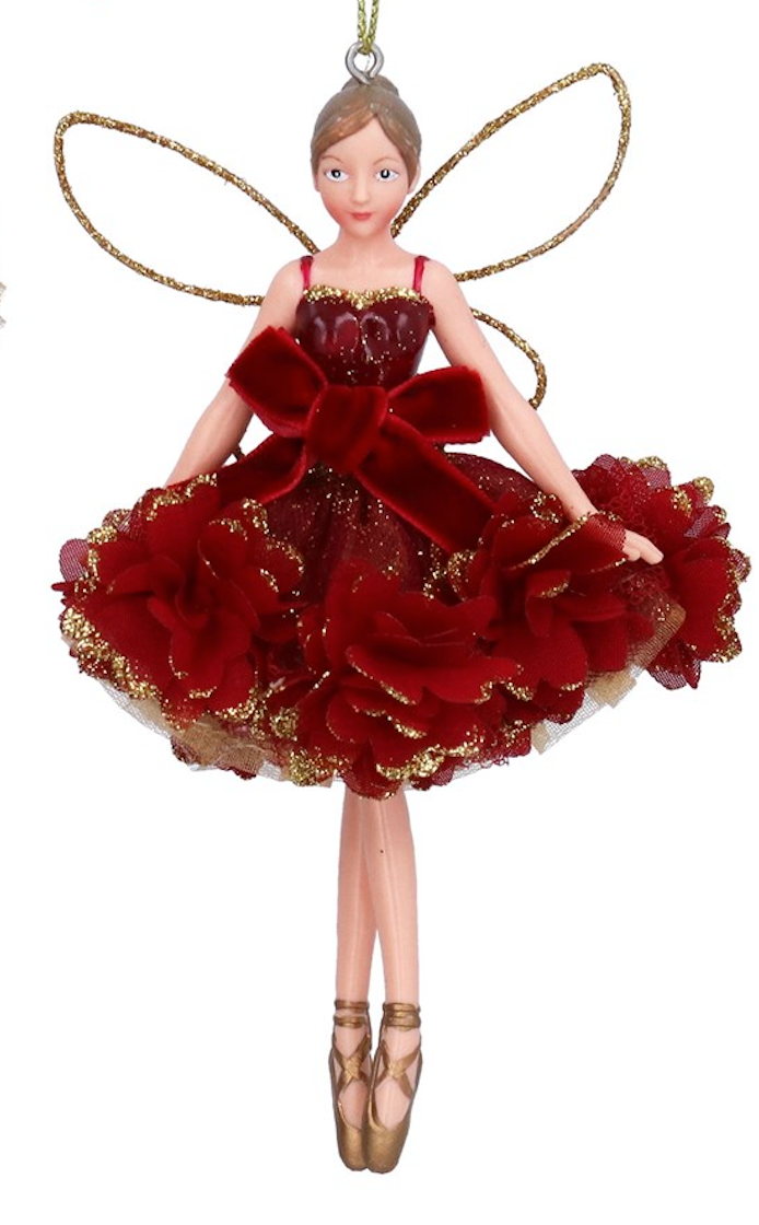 Adorno de Navidad hada con falda de flores, colgante