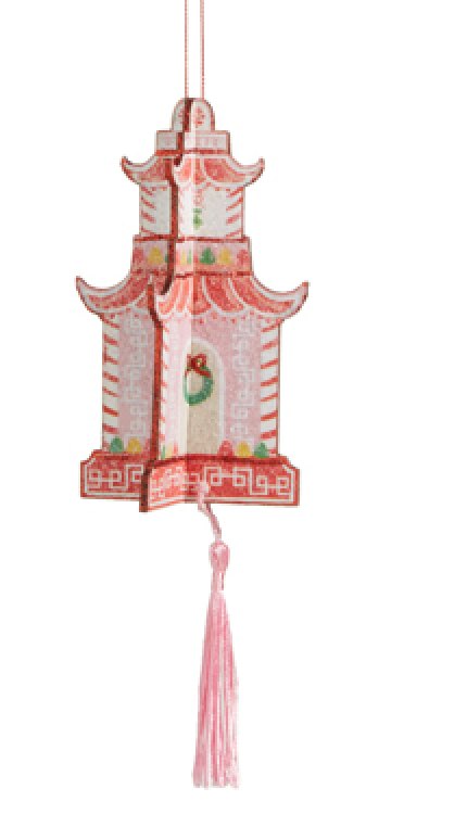 Adornos de árbol pagodas con borla en cartón