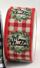Cargar imagen en el visor de la galería, Cinta de cuadros rojos y blancos Merry Christmas