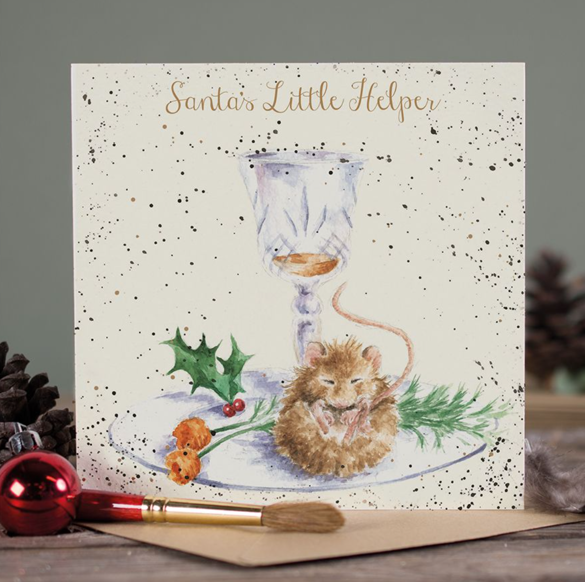 Tarjeta de Navidad " El pequeño ayudante de Santa"