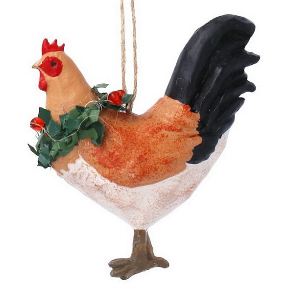 Adorno de Navidad gallo y gallina, colgante