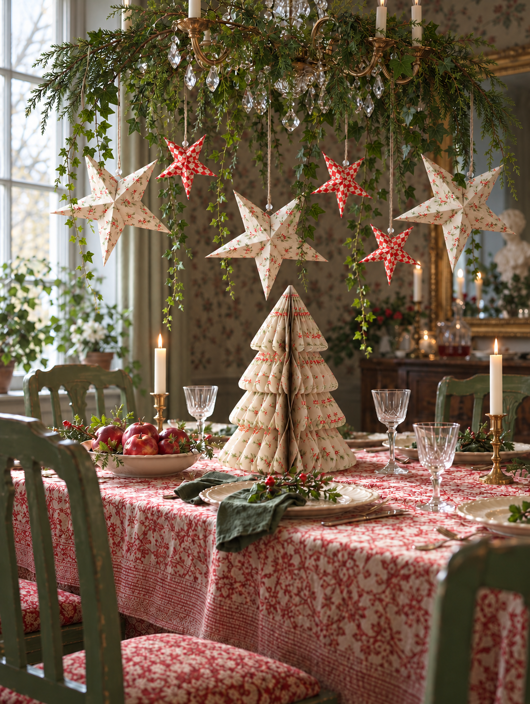 Árbol de Navidad de papel plegado diseño bayas