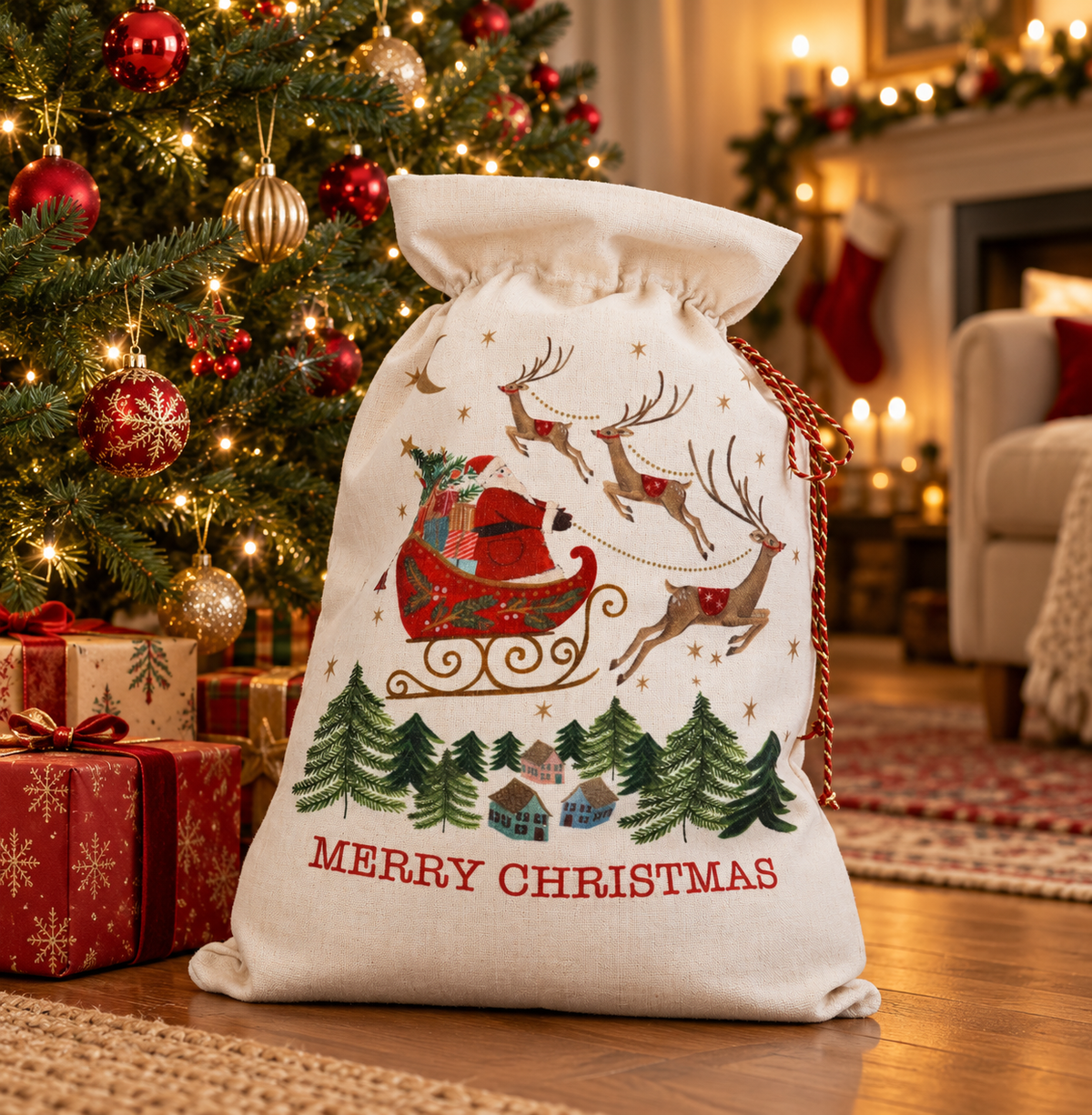 Saco de navidad de tela