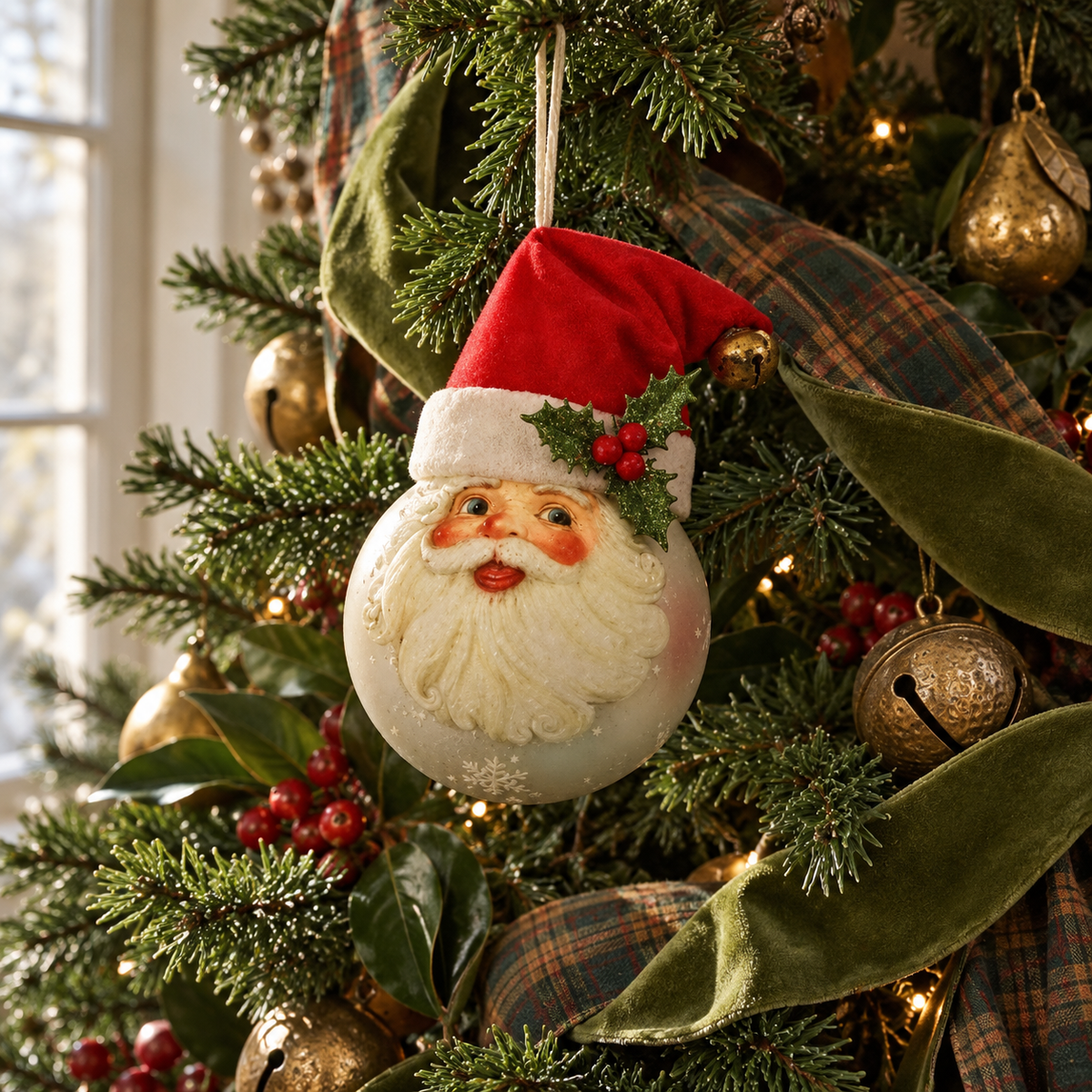 Bola de Cristal con Sombrero de Papá Noel (16cm diametro)