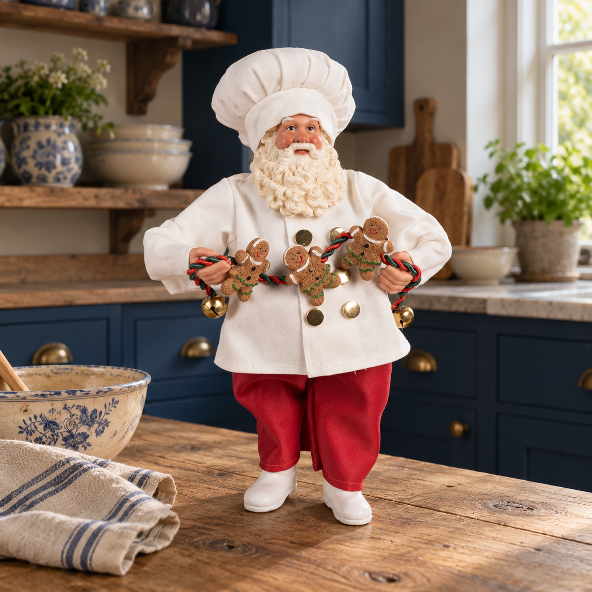 Figura decorativa de Papá Noel chef – Santa Claus repostero navideño