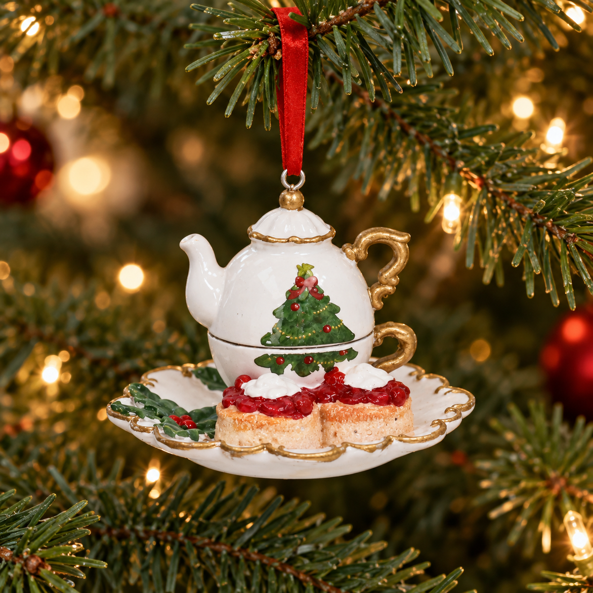 Adorno té y scones navideño