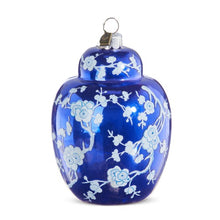 Cargar imagen en el visor de la galería, Adorno en forma de tarro de jengibre azul con flores