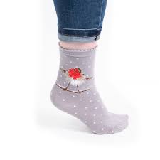 Calcetines mujer petirojo de navidad