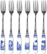 Cargar imagen en el visor de la galería, Juego de seis tenedores de repostería con diseño Blue Italian