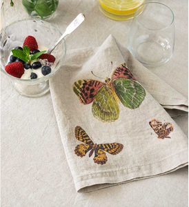 Set de seis servilletas de lino diseño de mariposas