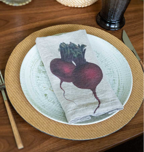 Set de seis servilletas de lino con diseño de verduras