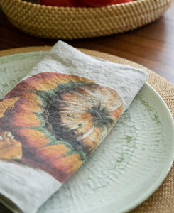 Set de seis servilletas de lino con diseño de verduras