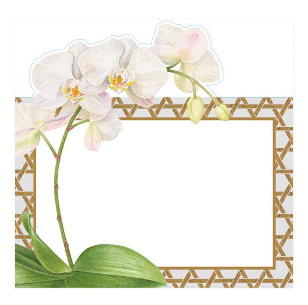Tarjeta de lugar diseño orquídea y bambú