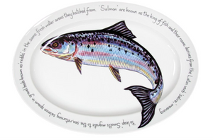 Bandeja de porcelana con diseño de salmón