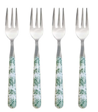 Cargar imagen en el visor de la galería, Set de 4 tenedores de postre diseño flores verdes