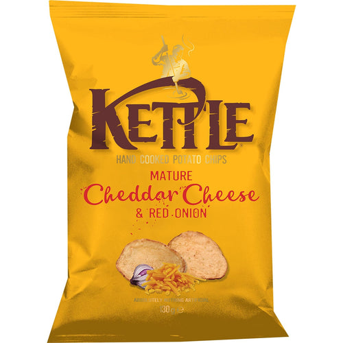 Kettle chips sabor queso cheddar y cebolla roja 130g