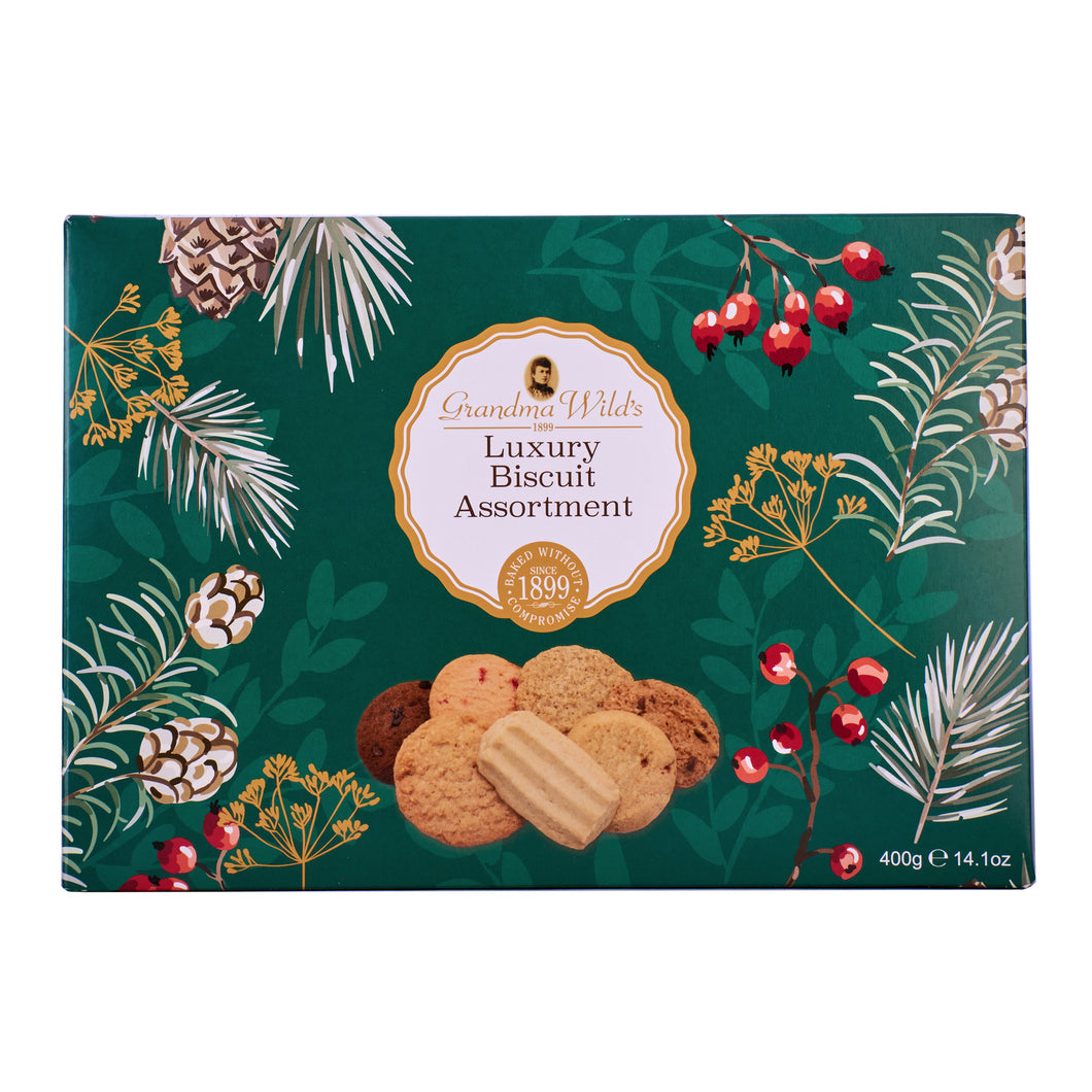 Caja regalo con diseño floral navideño selección de galletas