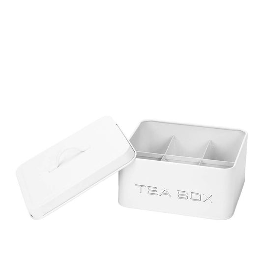Caja de té metálica con compartimentos