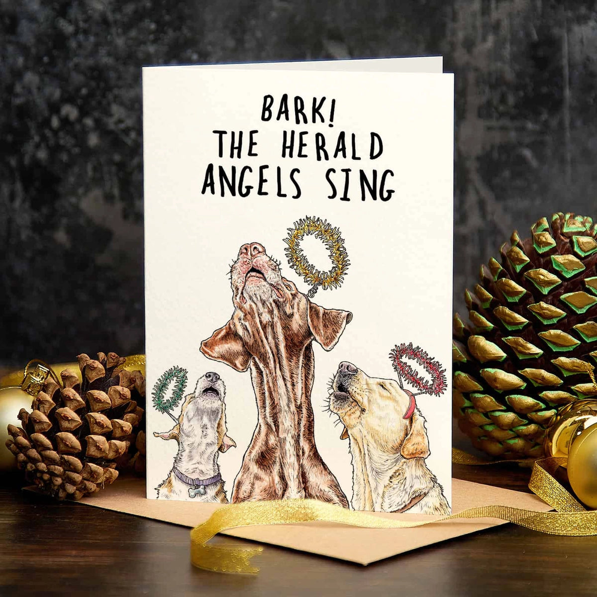 Tarjeta de Navidad para amantes de los perros “Bark”