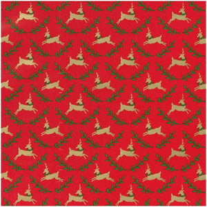 Rollo de papel de regalo rojo renos