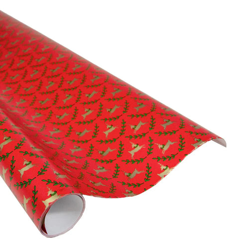 Rollo de papel de regalo rojo renos