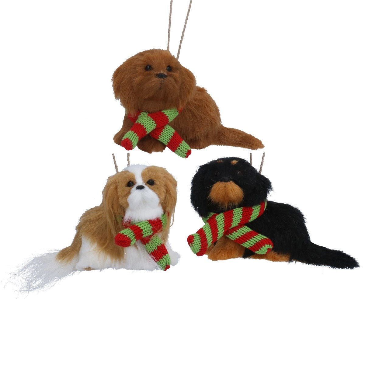 Peluche de perrito navideño con bufanda, colgante