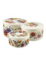 Cargar imagen en el visor de la galería, Set de tres latas diseño flores de jardín