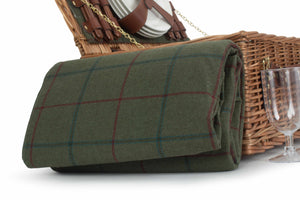 Cesta de pic nic para 4 personas en mimbre y tweed