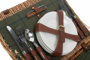 Cesta de pic nic para 4 personas en mimbre y tweed