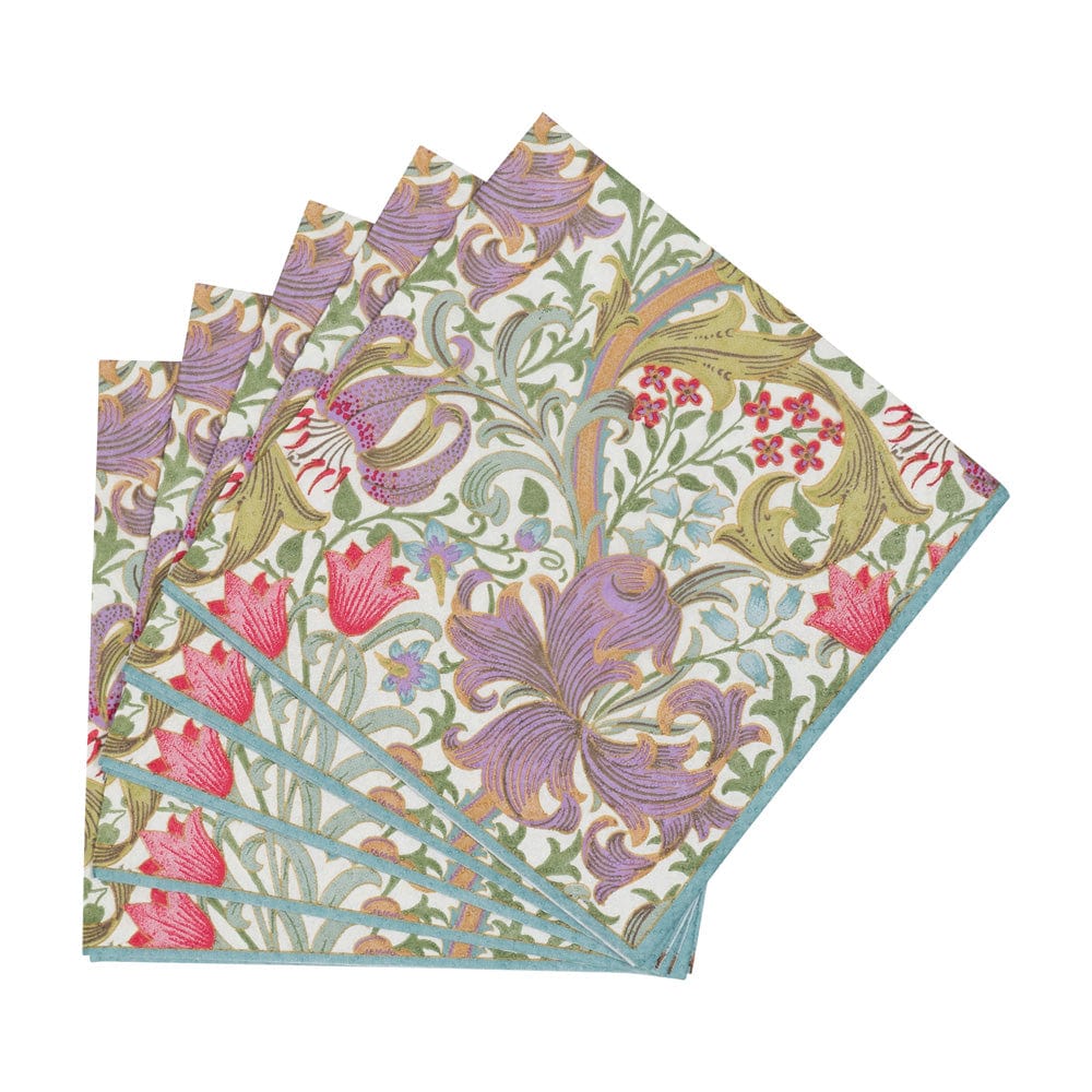Servilletas cocktail de papel Ivory Golden Lily