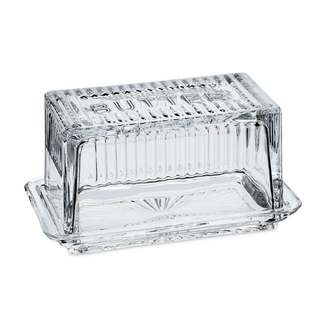 Mantequillero de cristal rectangular