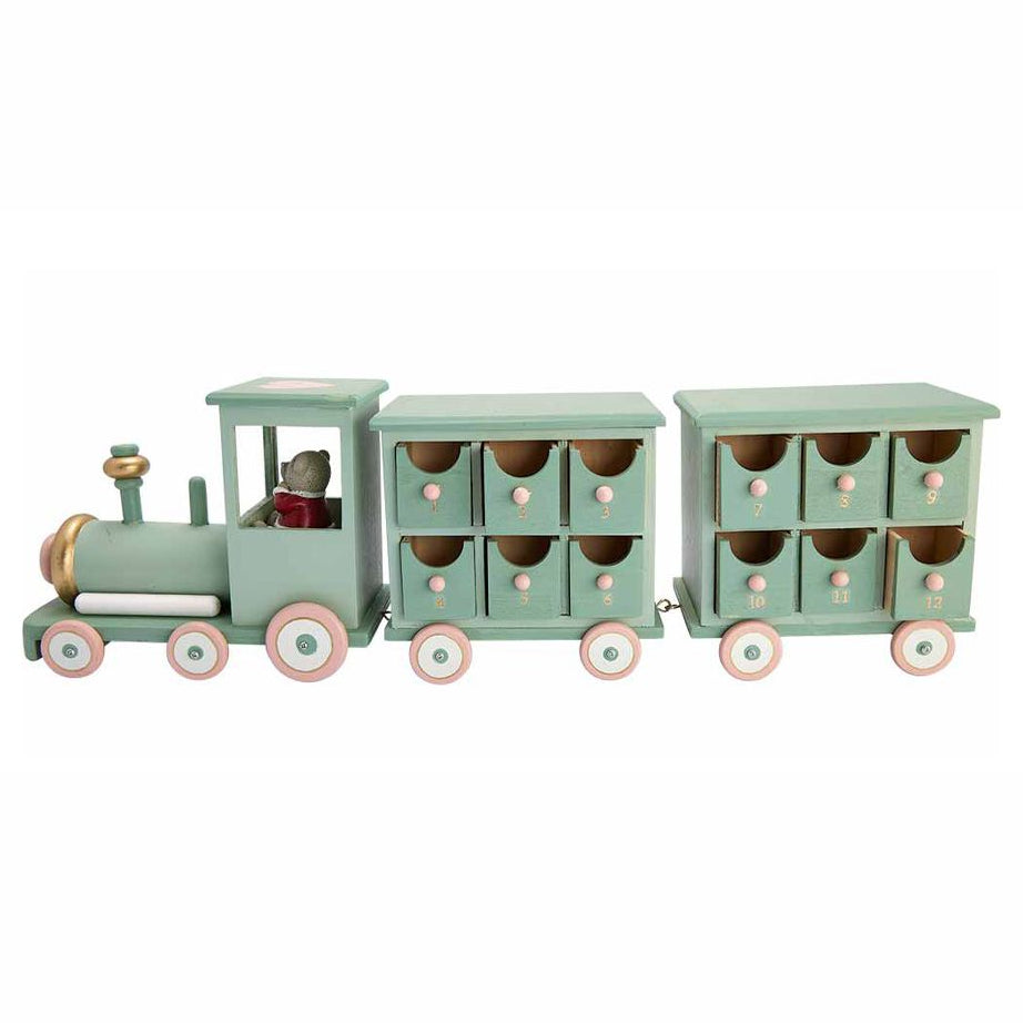 Calendario de adviento diseño tren verde