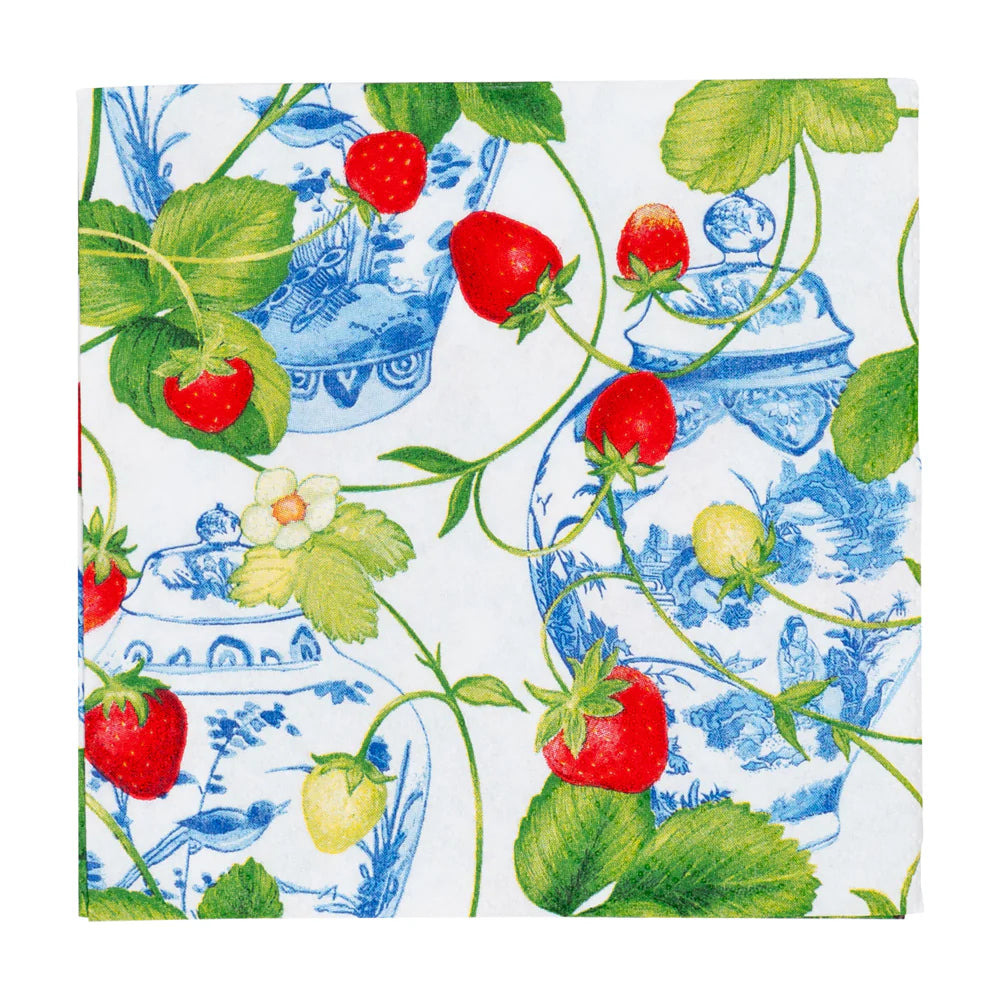 Servilletas almuerzo de papel diseño Fresas y nata