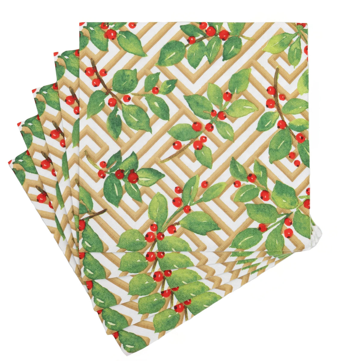 Servilletas grandes de papel diseño Holly And Fretwork