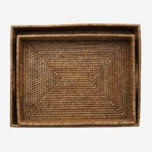Cargar imagen en el visor de la galería, Juego de bandejas de ratan