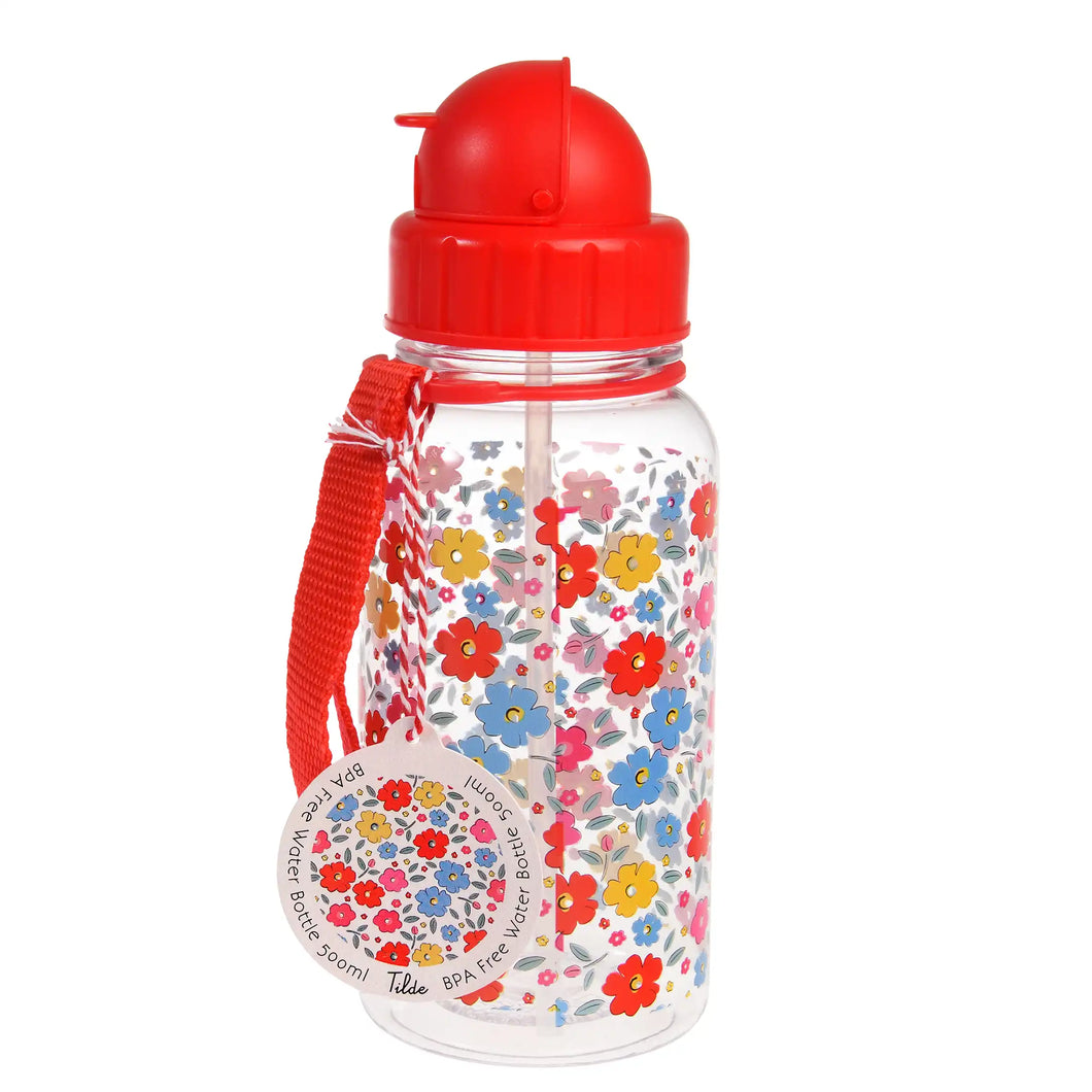 Botella de agua con diseño  florecillas