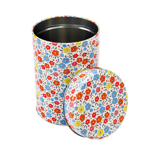 Lata metálica diseño florecillas