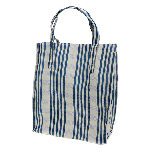 Bolsa de Compra Tejida - Cuadros Blancos y Azules