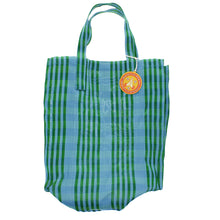 Cargar imagen en el visor de la galería, Bolsa de Compra Tejida - Cuadros verde y azul