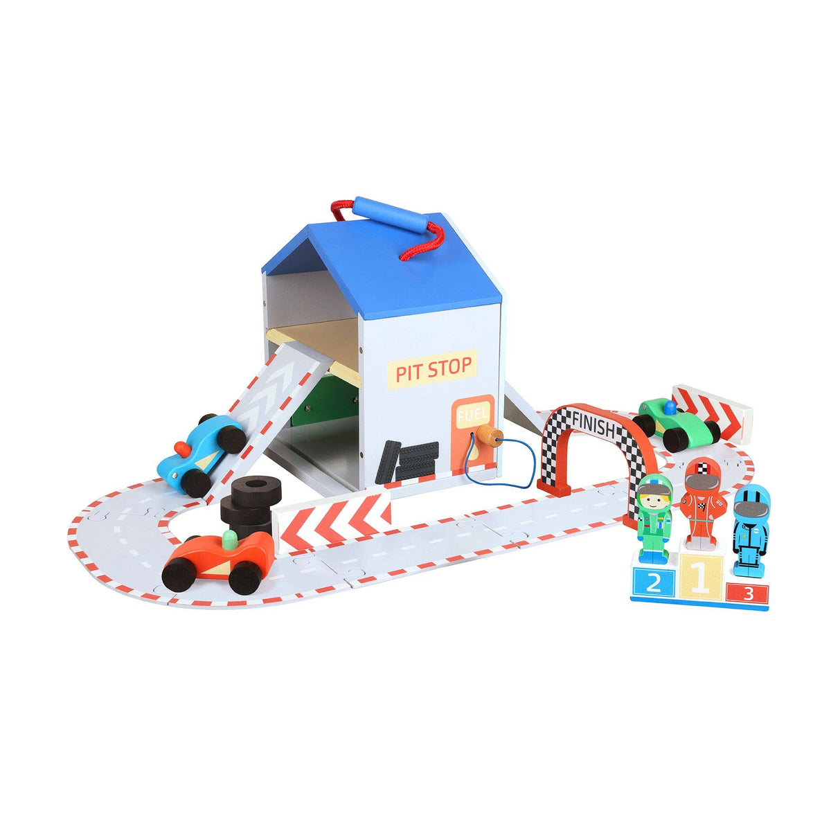 Circuito de carreras de madera con coches