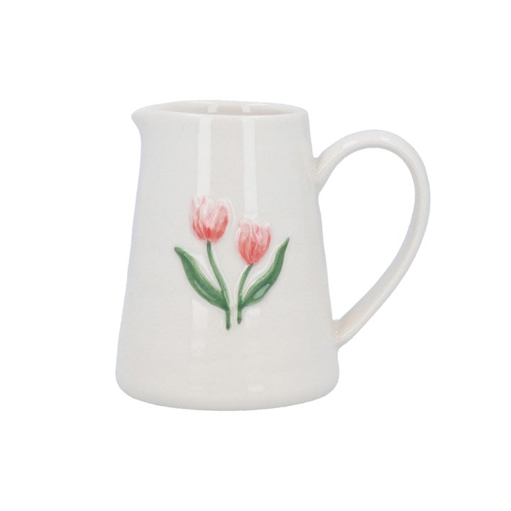 Mini jarra de cerámica con diseño tulipanes