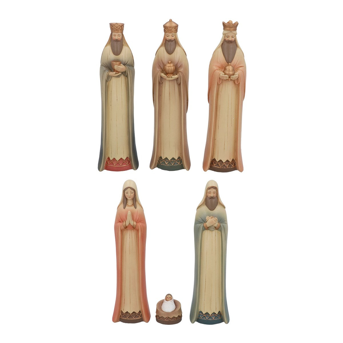 Set de 6 Adornos de Resina Nacimiento