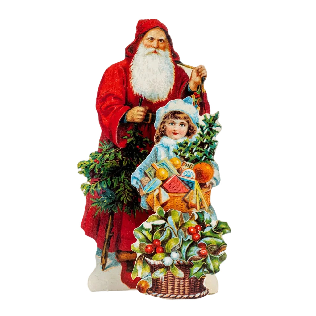 Tarjetita de Navidad 3D de Papá Noel y niña