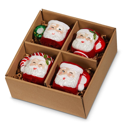 Set de cuatro tazas con Santa para colgar