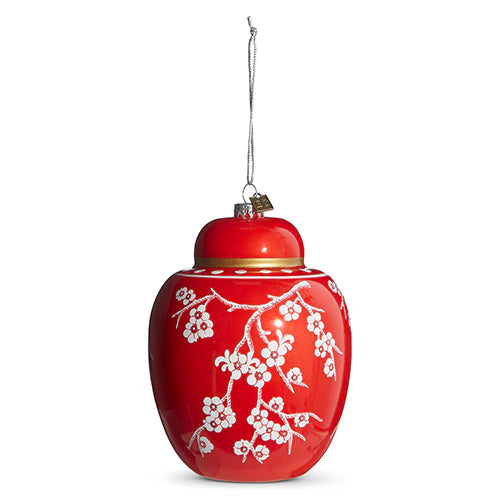 Adorno de árbol con forma de tarro chino rojo